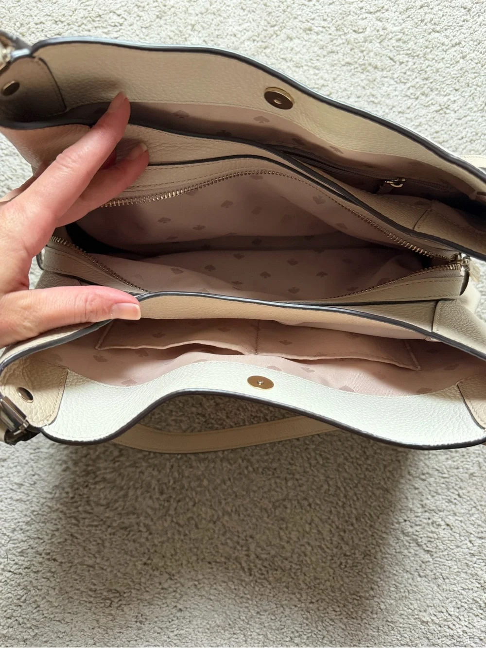 kate spade Cream Pebbled Leather Shoulder Hobo